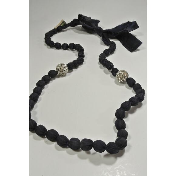 Neiman Marcus Lee Angel Black Silk Bauble Knot Fireball Tie Necklace NWT 350 - Picture 11 of 12